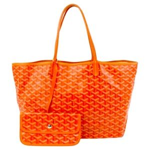 Goyard Orange Chevron St Louis PM Tote with Pouch
